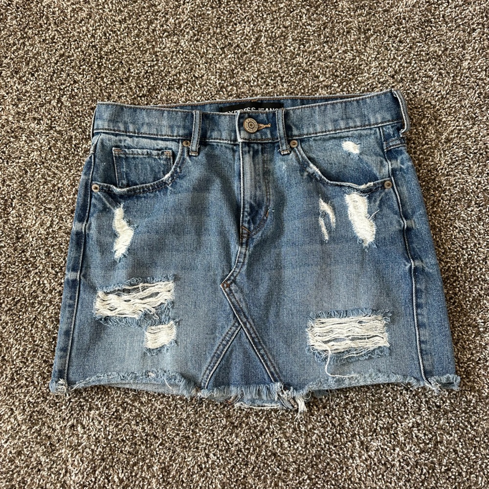 Express Blue Casual Mini Skirt